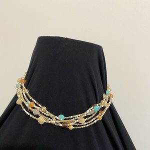 Brown and Turquoise Beaded Necklace